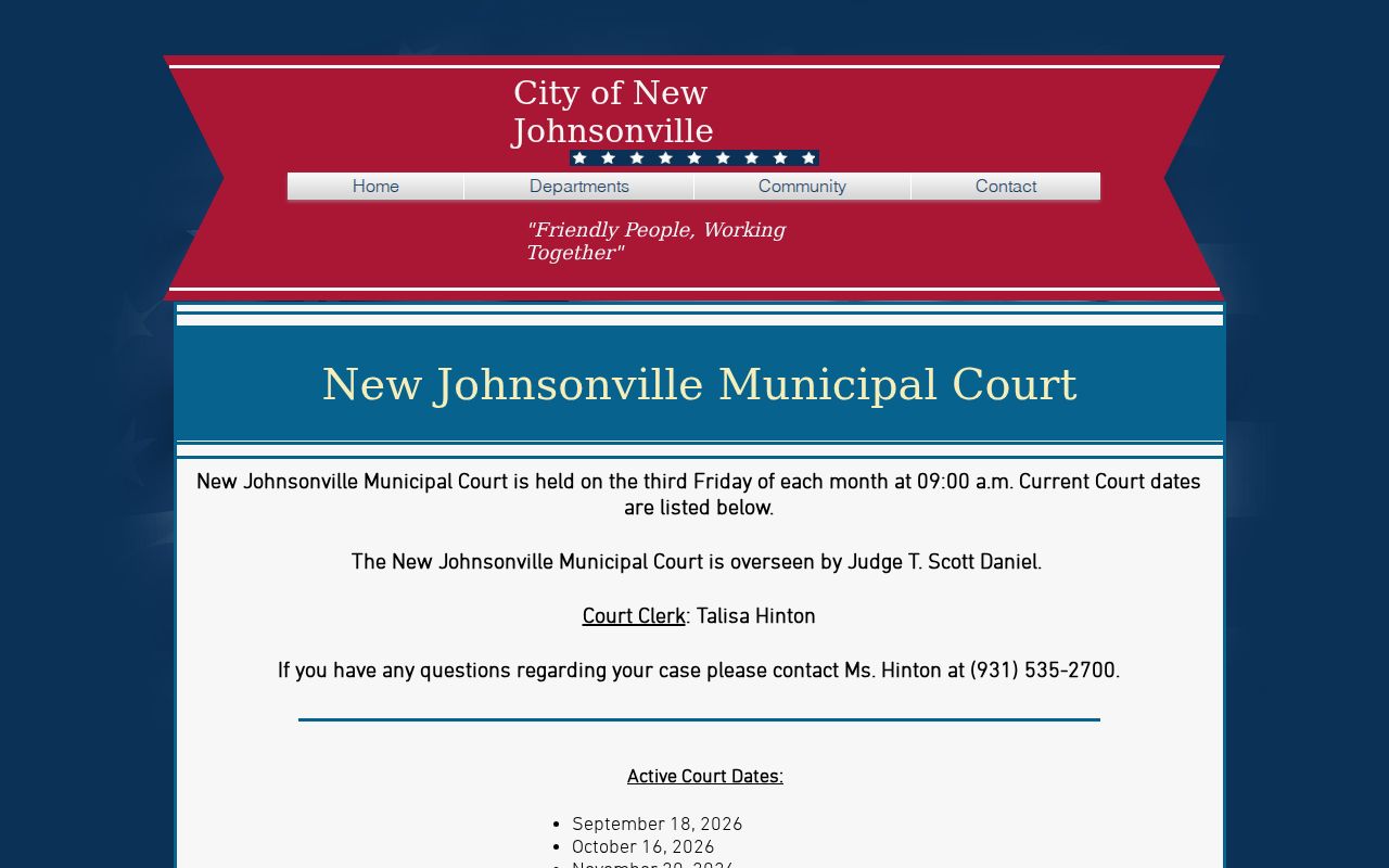 New Johnsonville warrant records information, Municipal Court third-Friday schedule